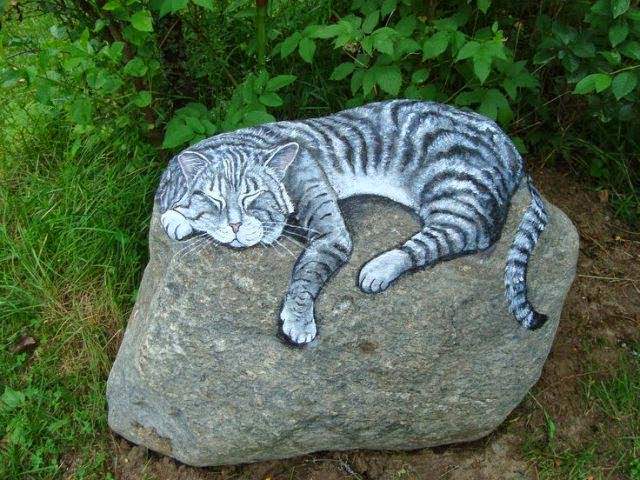 [裝置藝術]石頭彩繪－岩上的貓咪