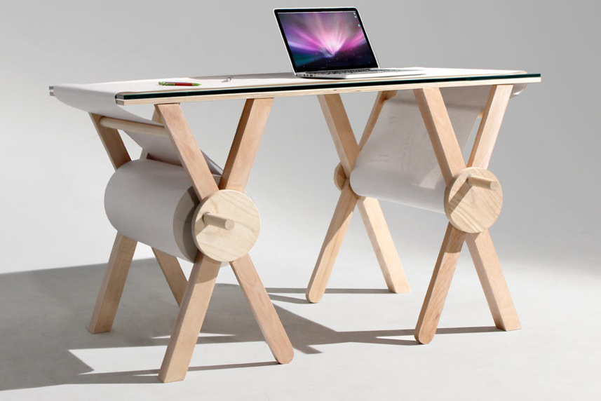 [家具設計]滾筒便條紙書桌「Analog Memory Desk」
