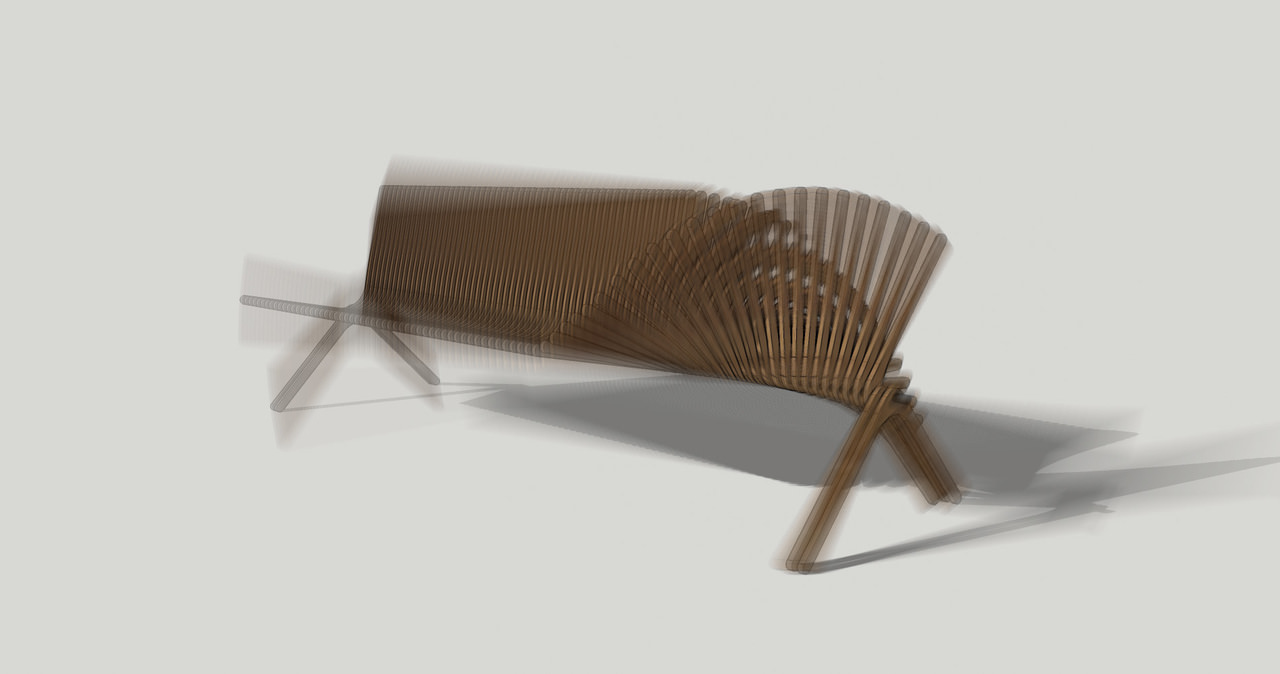 [家具設計]骨牌公共椅「Boomerang Bench」